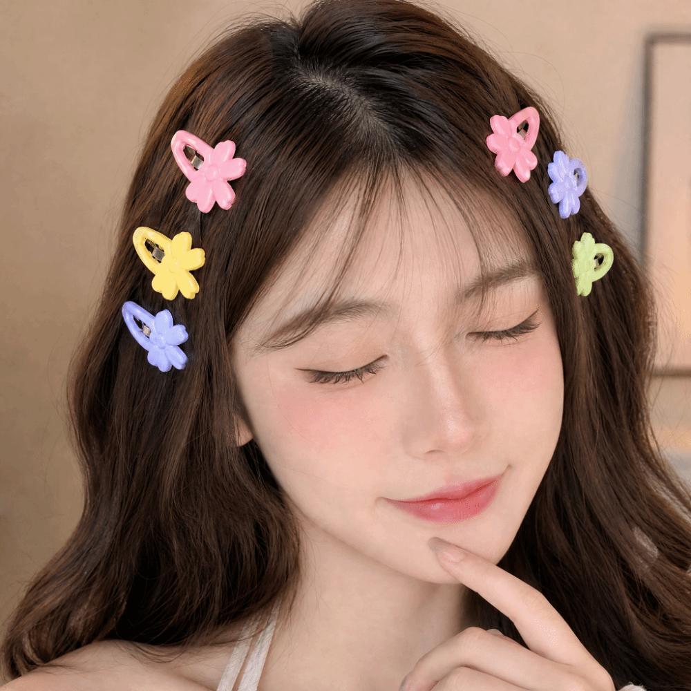 8/16 pcs/set Flower Multicolor Bownot Hair Clips Plastic Hair Barrettes Bangs Hairpin Women