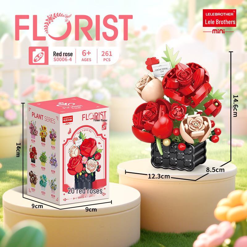 DIY Micro-Particle Building Blocks: Rose Sunflower Flower Basket Educational Toy & Desktop Ornament