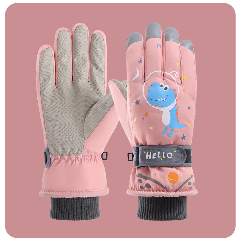 Детские лыжные перчатки Winter Plus Velvet Touch Screen для верховой езды, с пятью пальцами, нескользящие, ветрозащитные, милые, теплые, для детей и студентов