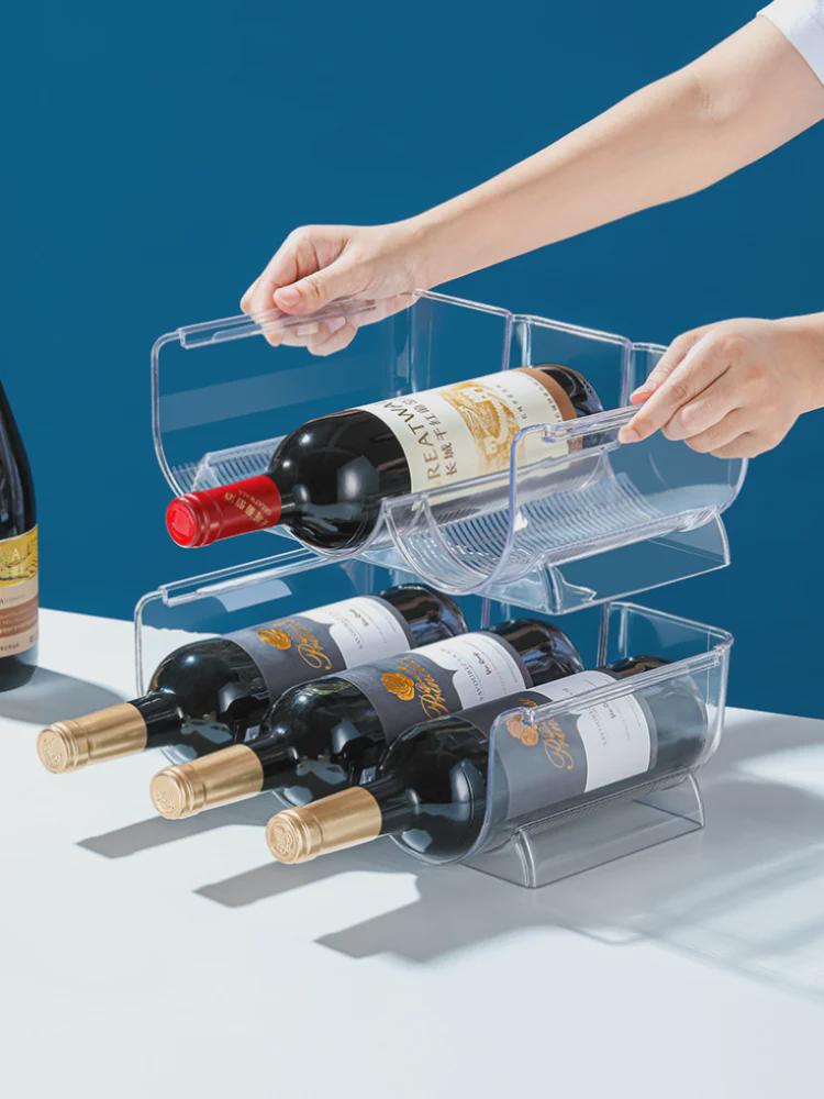 Штабелируемый стеллаж для вин: Креативное, простое, не требующее перфорации хранилище для бара или шкафа