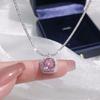 Pink Diamond Square Necklace, High-end Niche, Versatile, Fashionable Design, Geometric Clavicle Chain