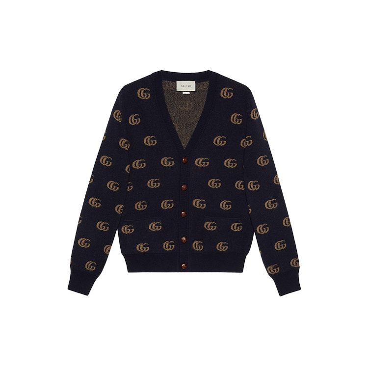 Gucci Мужской шерстяной кардиган с жаккардовым узором Double G 645291-XKBPF-4804