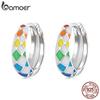 New Trendy 925 Sterling Silver Rainbow Chequered Earrings Fashion Brilliant Color Ear Buckles for Women Fine Jewelry Gift