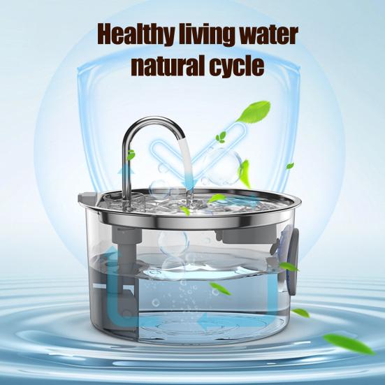 3.2 л Фонтан для воды для домашних животных из нержавеющей стали Автоматическая поилка Фонтан для воды для кошек с прозрачным окном Четверной