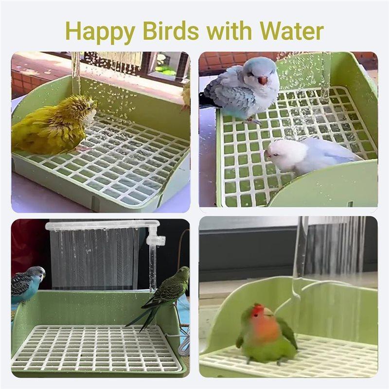 ABJI-Automatic Bird Bath With Pump, Parrot Shower Bath Bathtub For Conures Finches, Lovebirds Water