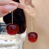 1 пара 2024 года, модные маленькие свежие милые милые серьги с вишней, серьги-подвески с фруктами, серьги с красной вишней, очаровательные ювелирные изделия