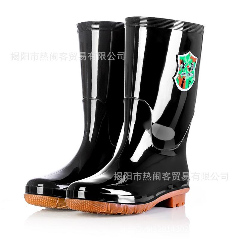 Jundeng Medium Tube Extra Small Size 35-45 Men's and Women's Rain Shoes Kitchen Non-slip Rubber Shoes Waterproof Shoes Black Rain Boots Water Boots