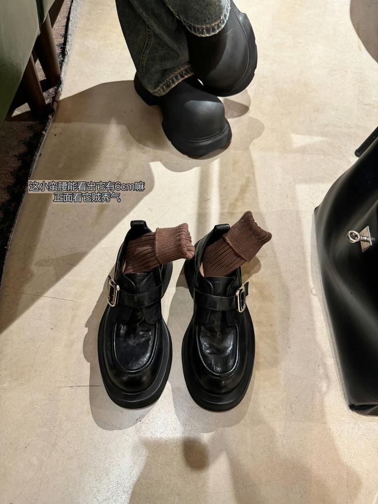 Овчина, вымытая кожа, круглый носок, британские туфли-лодочки на одной педали, женские туфли на платформе, ленивые ретро лоферы