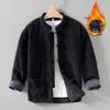 Winter Warm Jackets for Men Chinese Traditional Vintage Disc Button Jacket Daily Casual Stand Collar Thicken Coat Male