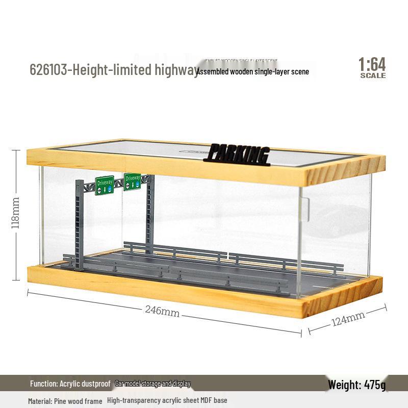 1:Коробка для хранения и демонстрации игрушечных машинок масштаба 1/64 для сцены модели парковки Pop Mart