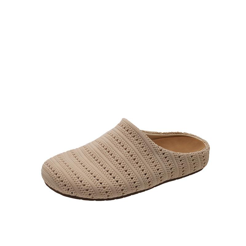 Ретро ниша плетеная сумка головные уборы полутапочки женская верхняя одежда летняя ленивая одна педаль удобная мягкая подошва квадратная голова muller обувь