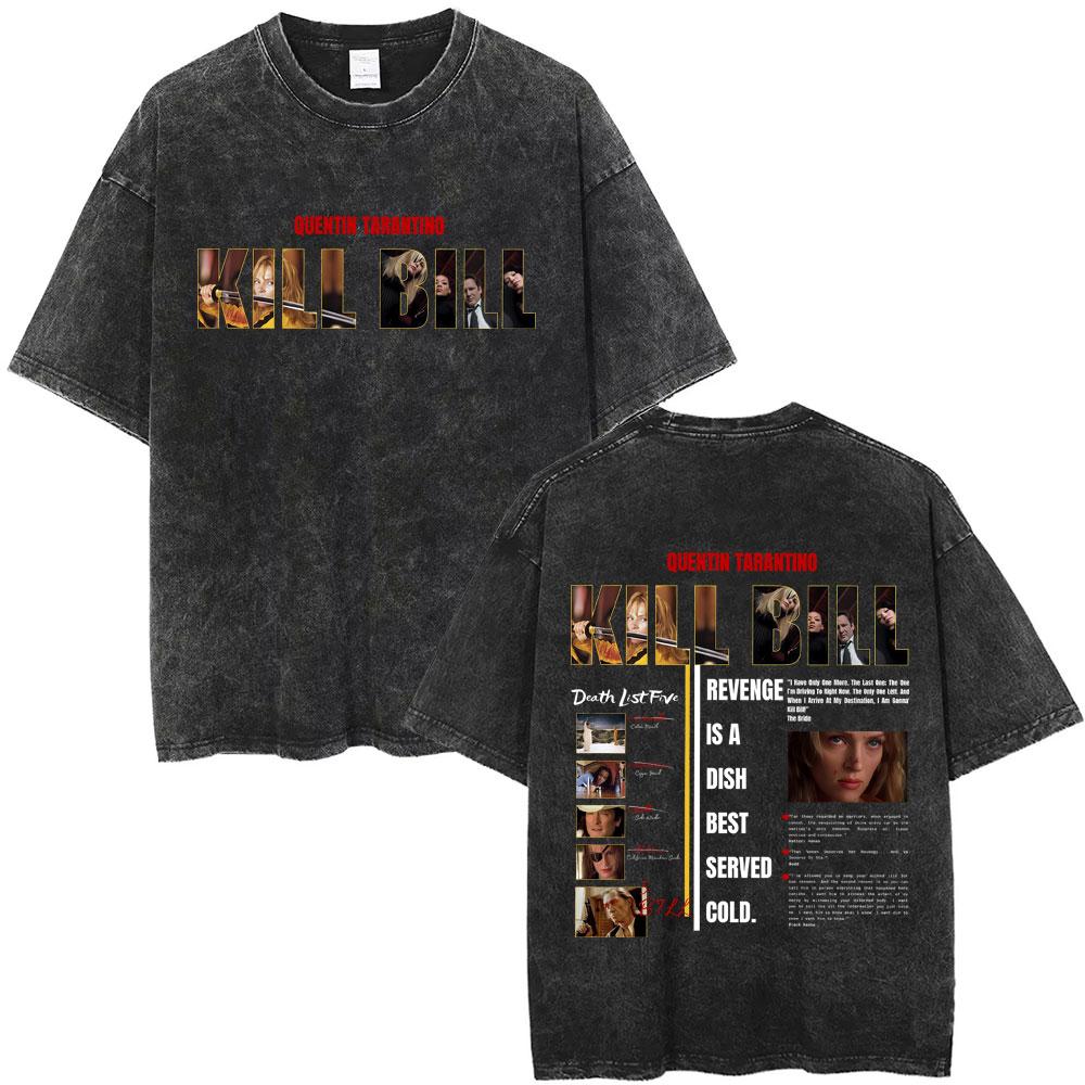 Hattori Hanzo RED Swords and Sushi Kill Bill Okinawa Japan Tarantino Vintage Washed T Shirts Men Women Casual Retro Streetwear