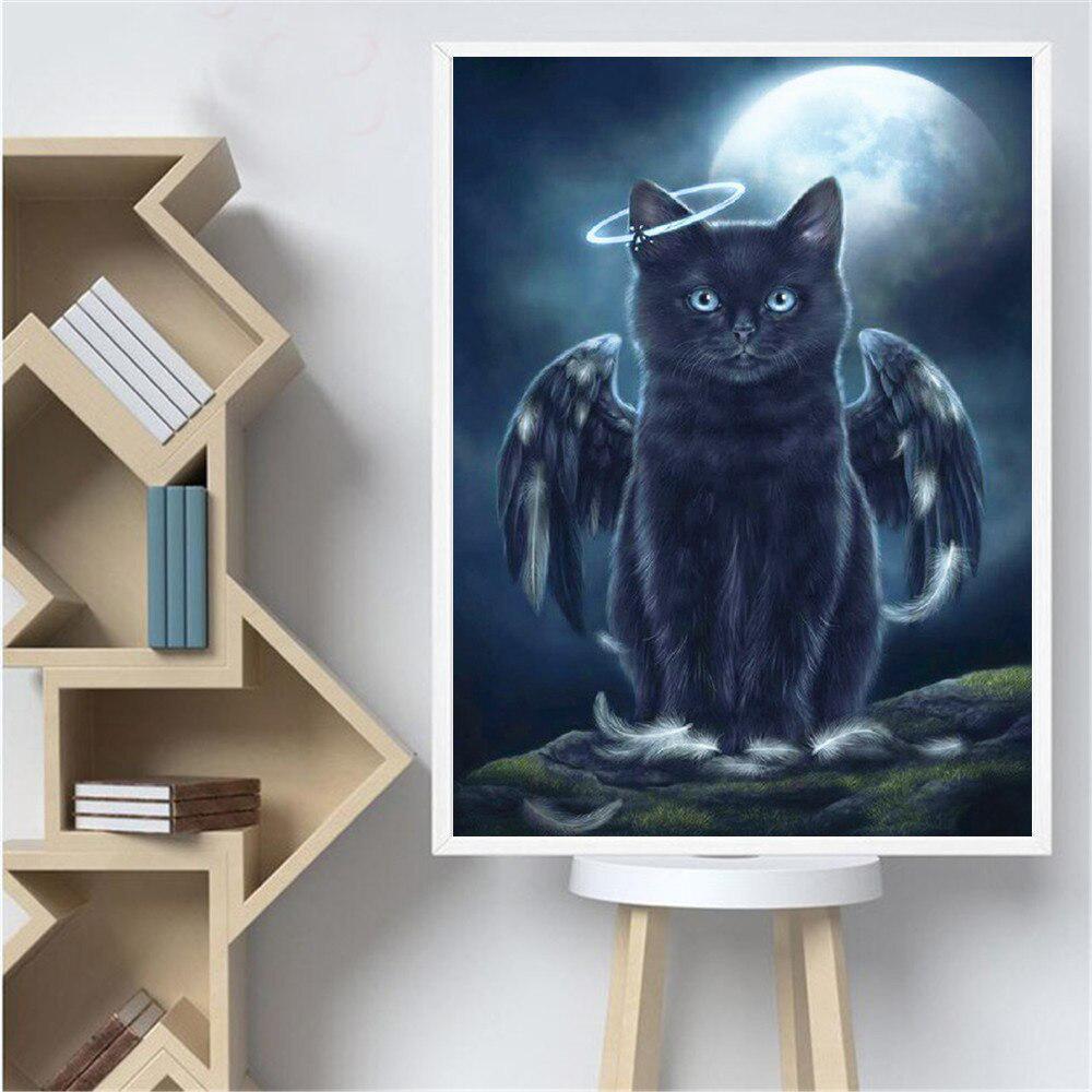 Алмазная картина, вышивка крестом, кошка, полная круглая/круглая Алмазная мозаика, животное