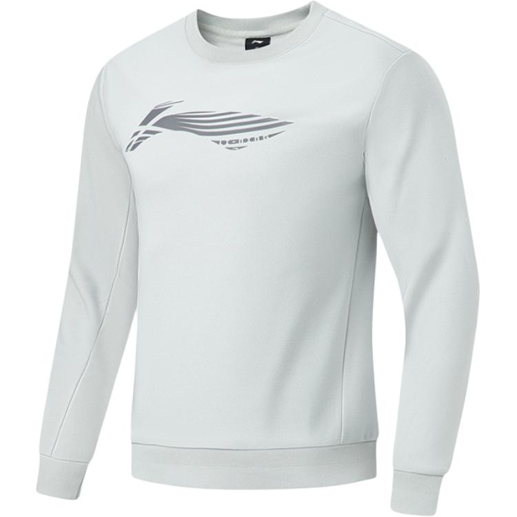 Li-Ning Теплый флисовый свитер Fitness Series с круглым вырезом и длинным рукавом, мужская толстовка River-Stone-Gray AWDTA63-4