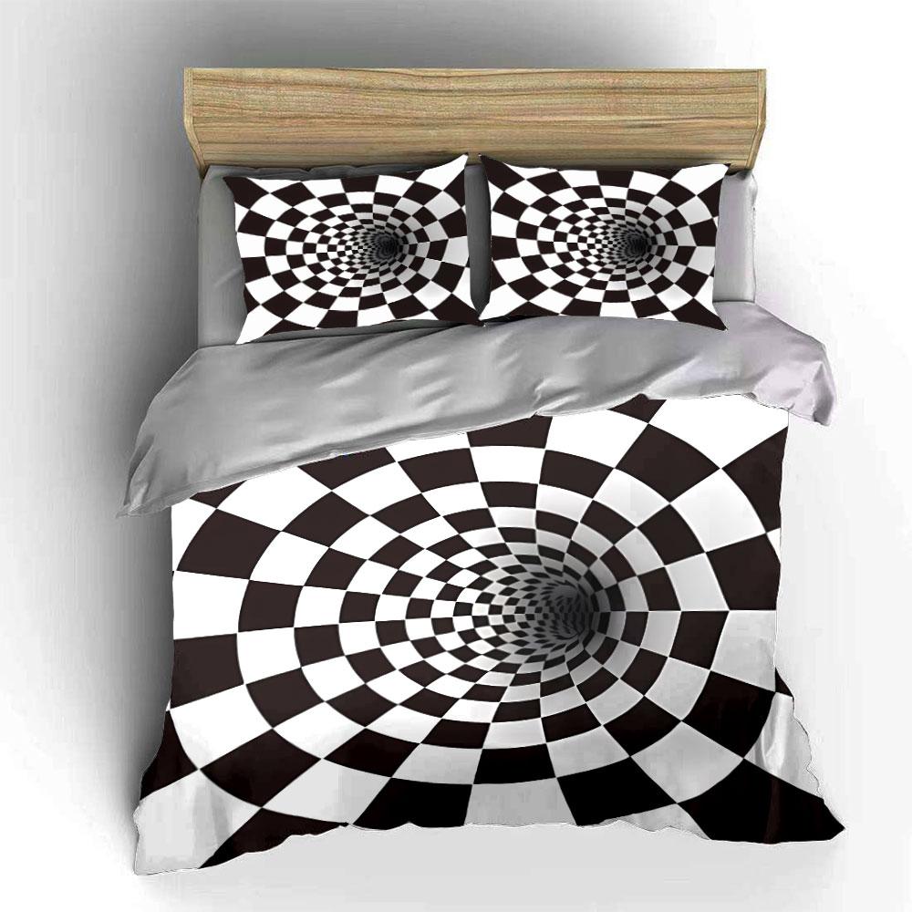 "Abstract Optical Illusion Set Design" Exquisite three-piece bedding set gift for kids and adults