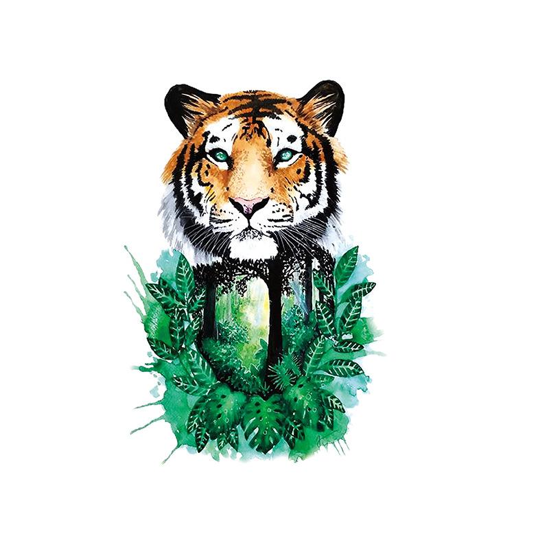 Голова тигра, голова волка, элемент татуировки, акварель, 3D, переносимый на воду, большой набор рисунков, водонепроницаемая наклейка для татуировки