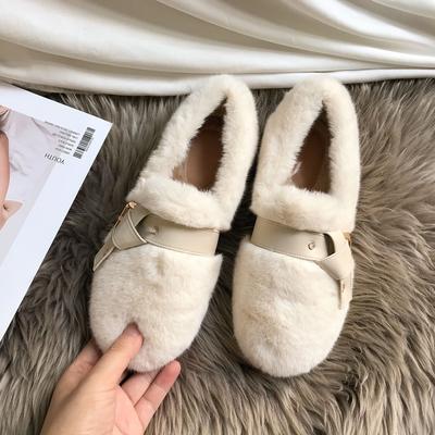 Роскошные меховые мокасины женские зимние хлопковые туфли женские теплые плюшевые мокасины удобные женские повседневные пушистые мокасины
