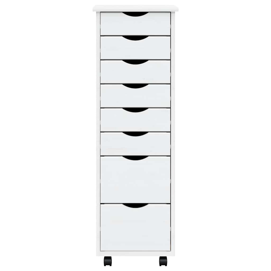 vidaXL Rollschrank mit Schubladen MOSS Weiß Massivholz Kiefer