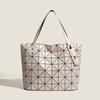 Japanese Geometric Splicing Handbag Single Shoulder Tote Bag Large Capacity Original Single Women's Bag Geometric Diamond Commuting Handbag