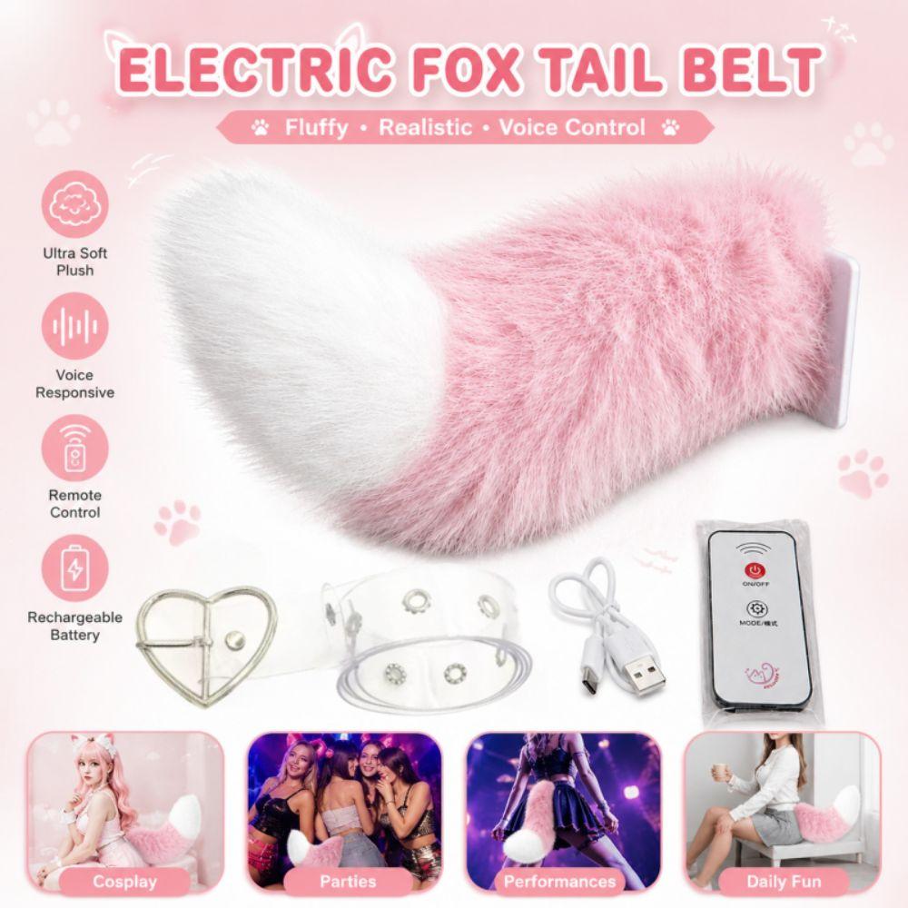 Rechargeable Electric Fox Tail Belt Plush Electric Tail Halloween Cosplay Performances, Etc
