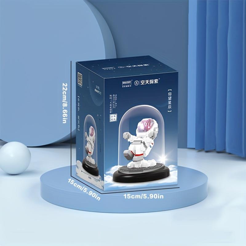 837PCS Astronaut Assembly Building Blocks Floating Space Man Mini Bricks Toys Set With Dust Cover And Light Adult Children Gifts