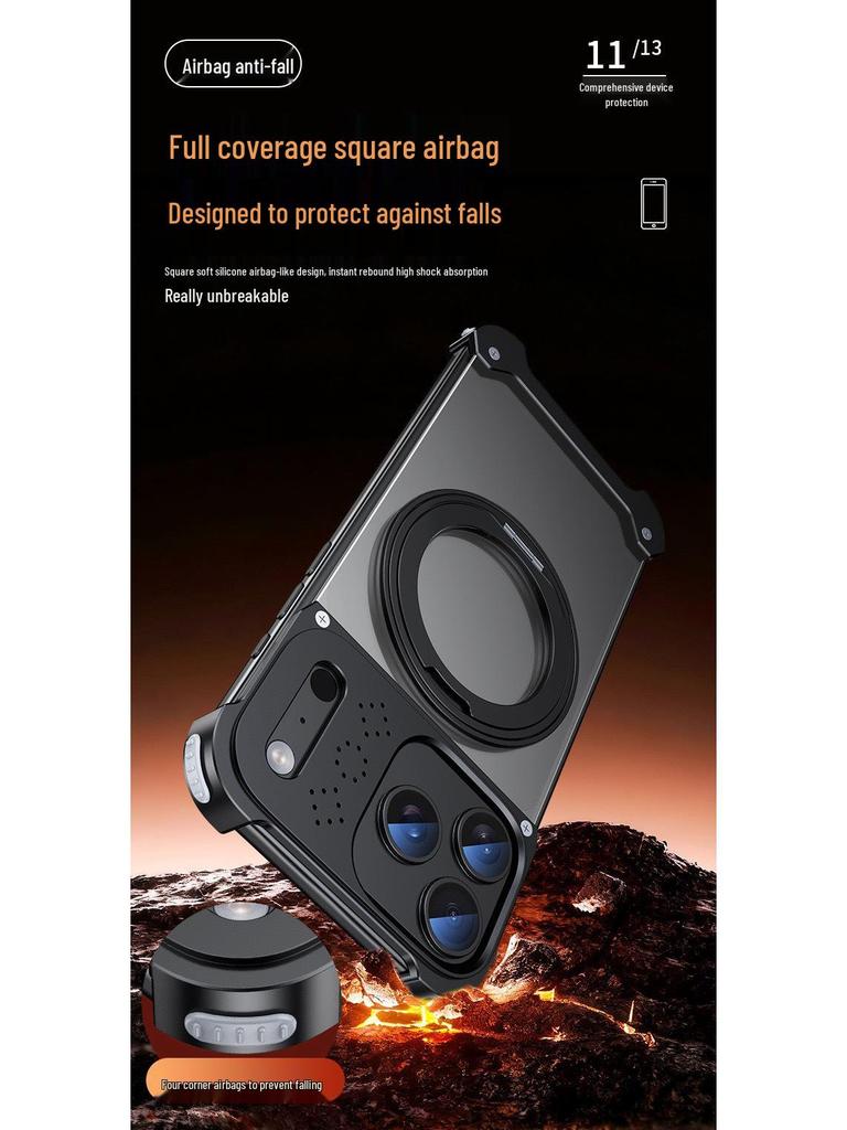 Металлический Ароматный Магнитный Чехол для Телефона Apple 17 Pro Max с Вращающимся на 360° Держателем для iPhone 16