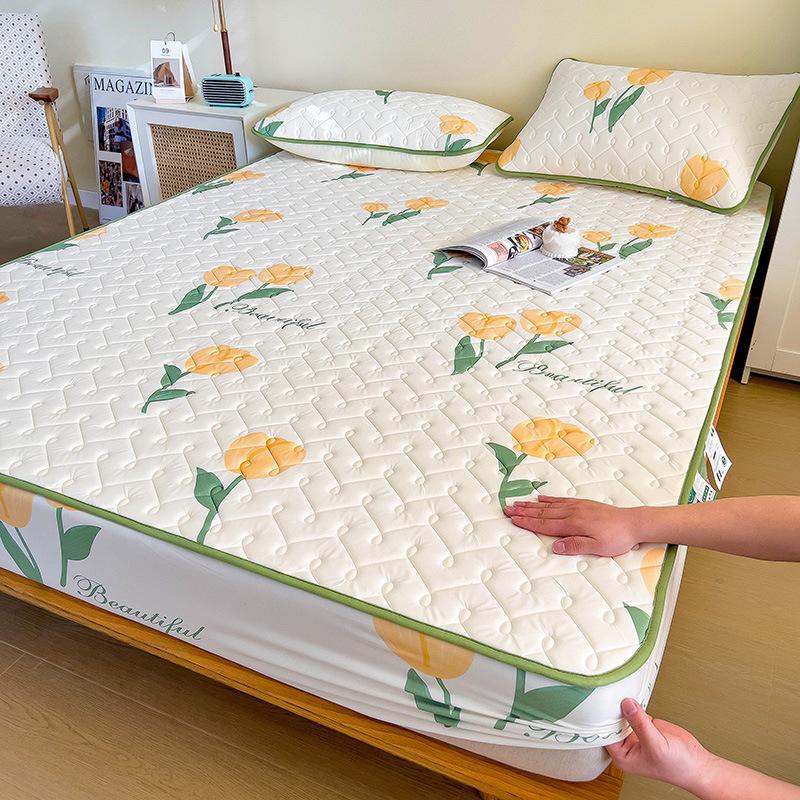 Латексный спальный коврик для матери и ребенка, трехсекционное покрывало с крутым латексным матрасом с шелковой подкладкой, защитный чехол