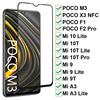 Protective Tempered Glass For Xiaomi POCO M3 X3 NFC F1 F2 Pro Screen Protector For Mi 9 10 Lite A3 9T 10T Pro Full Cover Film