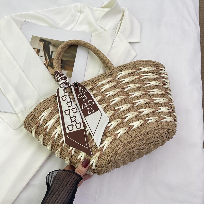 Straw Woven Tote Bag Holiday Travel Beach Portable Women's Handbag