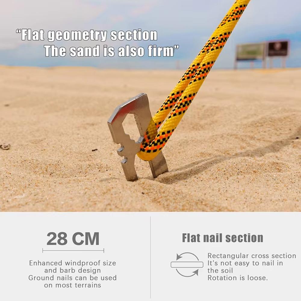 6Pcs/set Stainless Steel Camping Tent Stakes Wind-Resistant Garden Ground Nail  Hammock