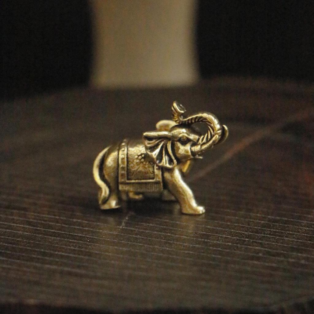 Ретро Латунная Фигурка Счастливого Слона - Медное Ремесло Ручной Работы для Декора Офиса