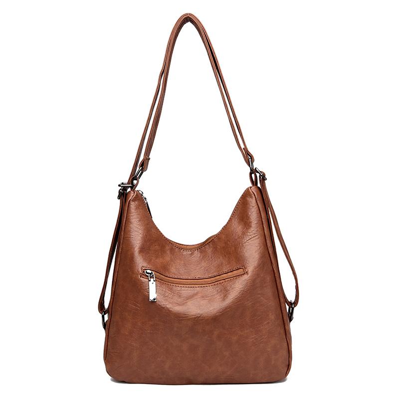 Женская кожаная сумка через плечо, однотонная большая сумка