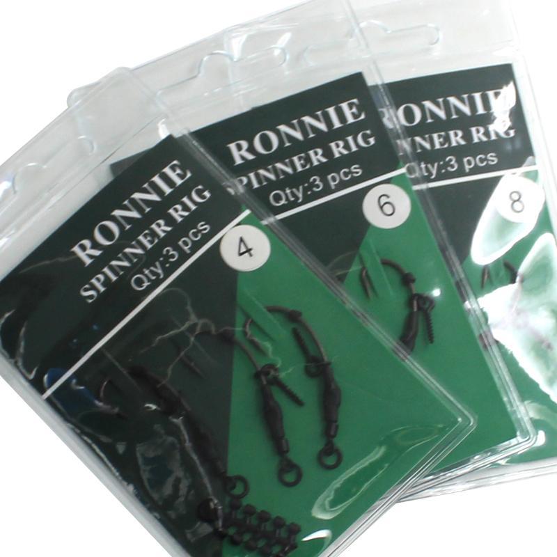 3-х крючок для ловли карпа, готовые привязанные снасти Ronnie с крючками-бусинами, вращающийся спиннер 11 (Сверхсильный) Крючок 4/6/8 с покрытием из ПТЭФ для аксессуаров для карповых снастей