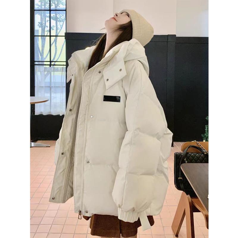 Thickened Korean-style Short Cotton-padded Jacket with Hood for Women, Loose Bread Coat for Winter