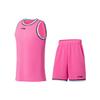 Li Ning Professional Basketbol Seriyasi Logotipli Chiziqli Dumaloq Bo'yinli Basketbol Maykasi va Shortilar To'plami Erkaklar sport kiyimi Dujian-Pushti AATS003-13