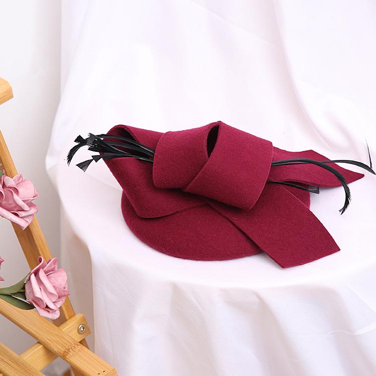 Свадебная женская шляпа, шляпа-таблетка с перьями, 100% австралийская шерсть, фетровые церковные шляпы, Коктейльная банкетная шляпа-федора, шляпа-федора