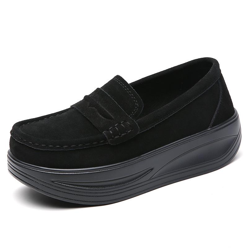 Женские лоферы на плоской платформе, женские туфли из высококачественной замшевой кожи на толстой подошве, женские туфли-слипоны на танкетке, женская повседневная обувь