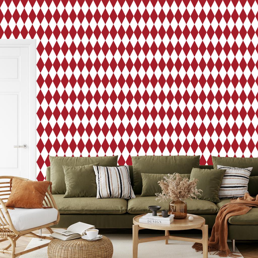 Harlequin Diamonds Wallpaper Red for Living Room and Bedroom 50x1000