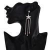 Простые геометрические асимметричные серьги с бриллиантовыми гвоздиками, Пятиконечные звездные серьги с длинной бахромой, Серьги.