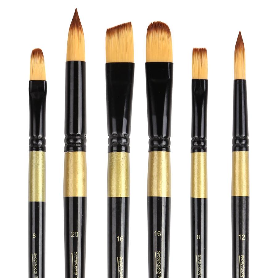 Многофункциональный набор художественных кистей с 6 видами различных наконечников для масляной, акриловой и акварельной живописи, идеально подходит для студентов и начинающих