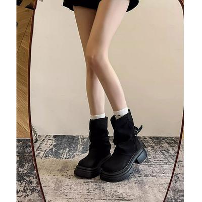 Кожаные ботинки Мартин женские 2025 осень новые ботинки-штаны на толстой подошве взрывные короткие ботинки Майяр на наборном каблуке тонкие ботинки