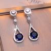 Exquisite Round Royal Blue Waterdrop Pendant Earrings for Ladies' Banquet Party Wedding Earrings Gift