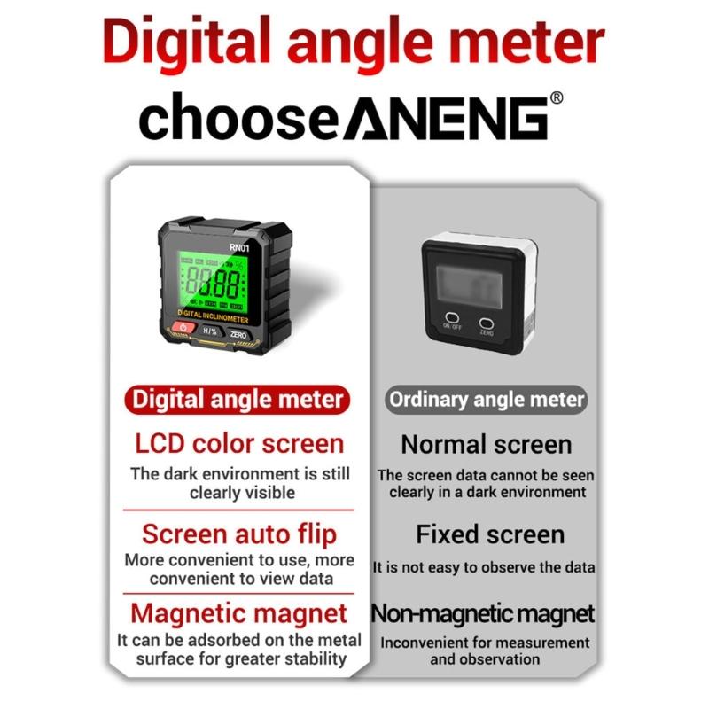 Цифровой уровень-коробка с сильным магнитным основанием, 2 режима измерения, светодиодный дисплей, угломер для прецизионной калибровки