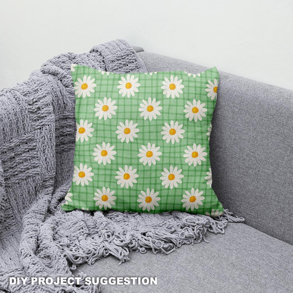 Royal Samt Stoff Polyester Zum Nähen - Motiv Gänseblümchen 2