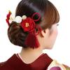 Hair Ornament 3 Piece Set Furisode Coming of Age Ceremony Red Crepe Knob Work Wk-221