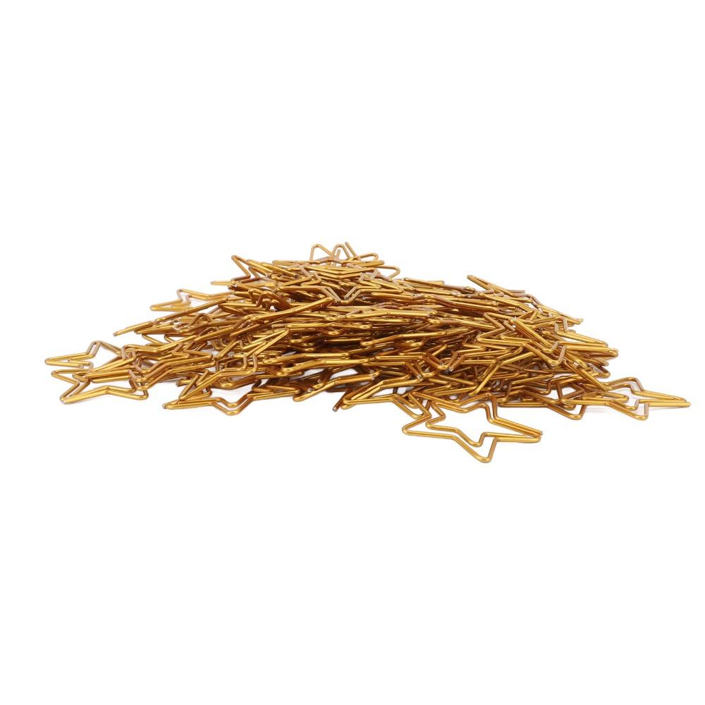 100PCS Gold Color Cute Paper Clips Star Shaped Metal Paper Clips Decorative Paper Clips  Home