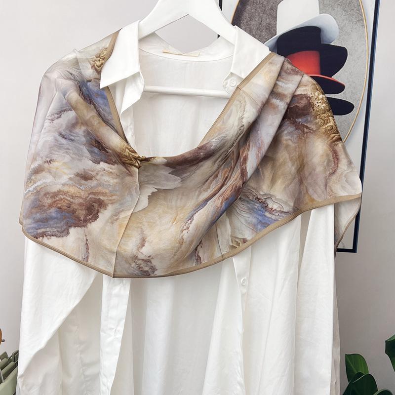 New! Silk, Spring And Summer Double Crepe Silk Scarf Versatile Long Mulberry Silk Shawl Yarn Thin