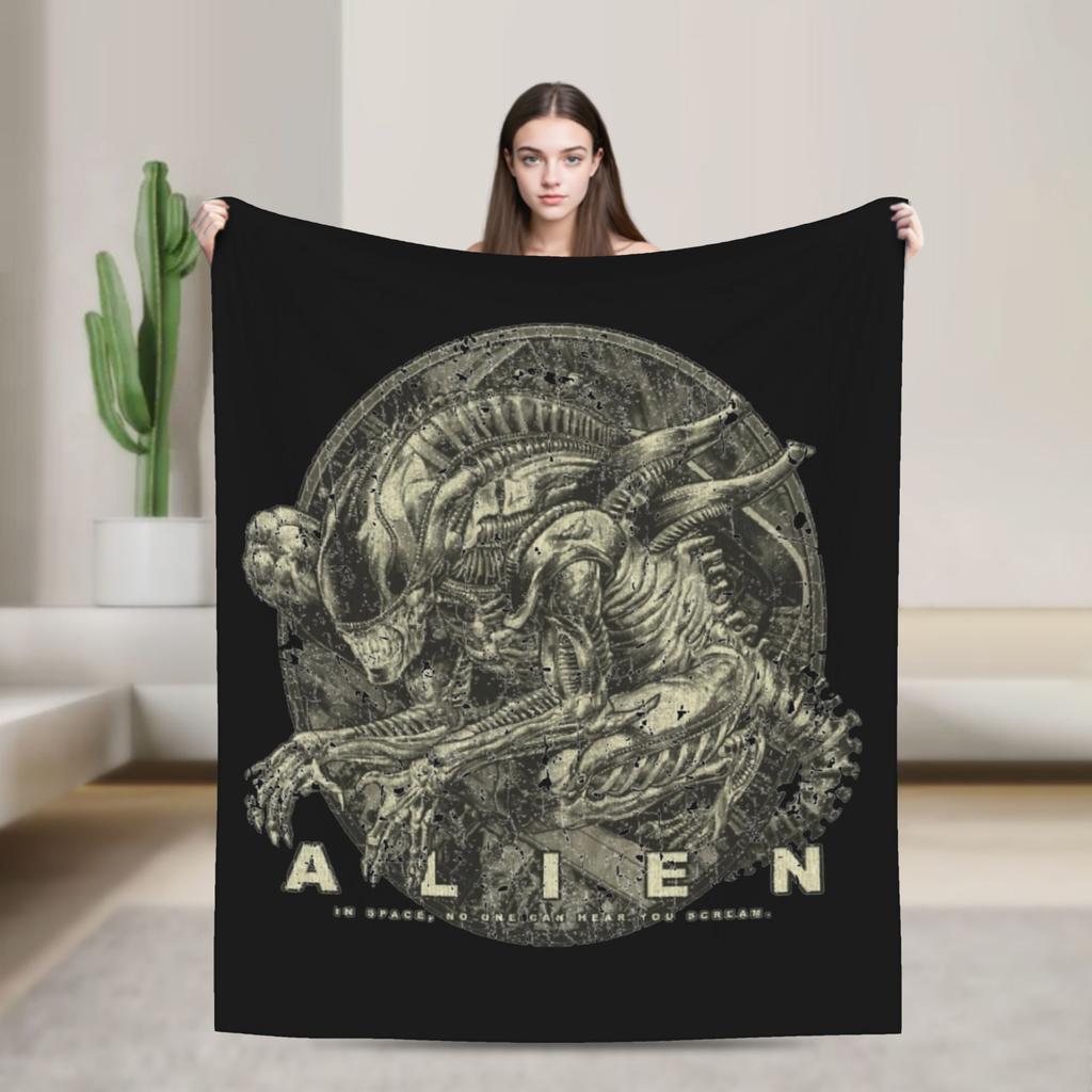 Плед Xenomorph 1979 Alien Movie, бархатный, с принтом, дышащий, теплый, для дивана, для улицы, покрывало