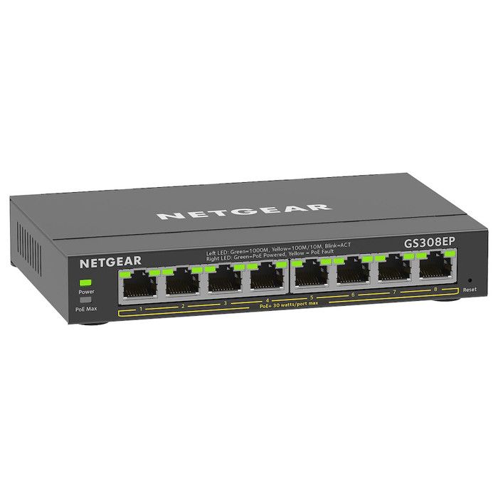 Switch Ethernet PoE 8 Ports - NETGEAR - GS308EP - Smart Manageable - Silencieux - 62 W