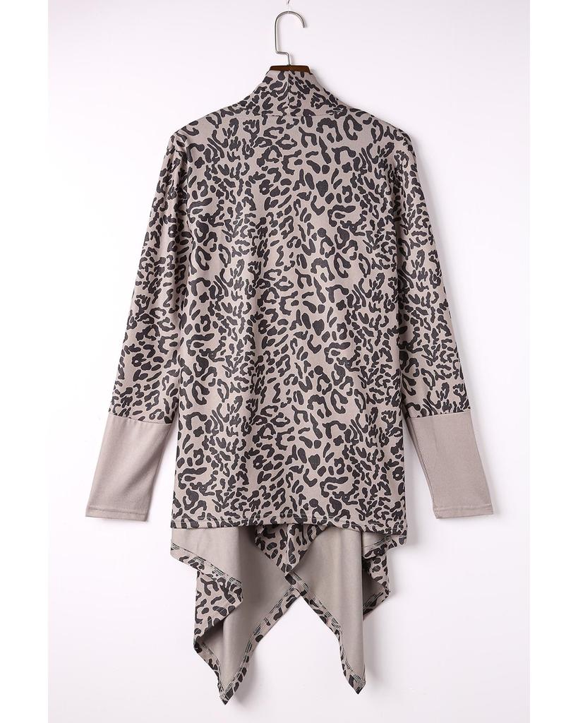 Azura Exchange Кардиган с открытым передом и леопардовым принтом